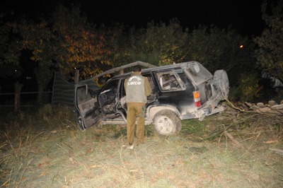 La víctima falleció en el Hospital de Coyhaique, pese a los esfuerzos médicos. Este es el vehículo en que viajaba. (Foto: Carabineros) 