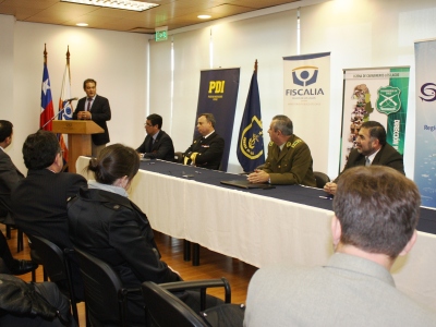 Fiscal Regional de Los Lagos, Marcos Emilfork Konow, durante la ceremonia de firma del protocolo.