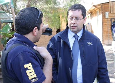 El fiscal Gabriel Meza dirigió en terreno el amplio procedimiento en la localidad de Los Loros.  