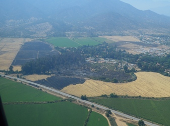 Imagen aérea de la zona afectada en el Parque San Fuentes de Machalí