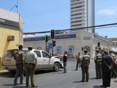 Reconstitución de escena en el centro de Antofagasta.