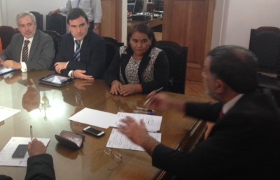 Los Fiscales Regionales Raúl Guzmán, Andrés Montes y Solange Huerta, junto al Subsecretario del Interior, Mahmud Aleuy.