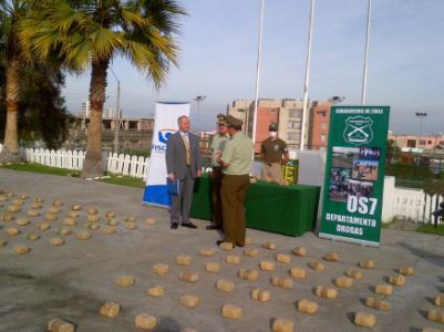 Las autoridades inspeccionan el decomiso.