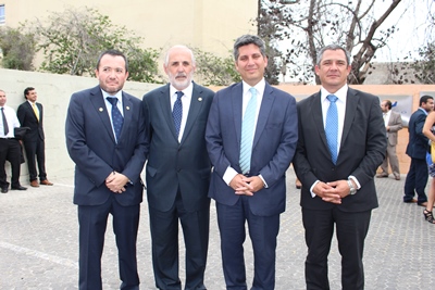 Adrián Vega, nuevo Fiscal Regional, Jorge Abbott, Fiscal Nacional; Claudio Ibáñez, Intendente Regional y Enrique Labarca, Fiscal Regional saliente.