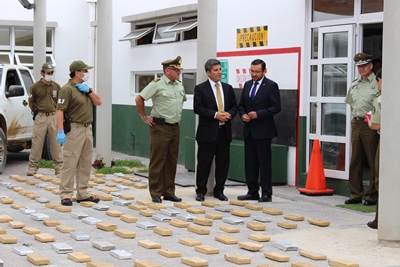 Carabineros incautó este cargamento de drogas en operativo conjunto con la Fiscalía.