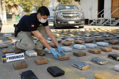 La incautación de más de 260 kilos de droga fue resultado del trabajo de la fiscalía de Pudahuel y la brigada Anticarcóticos de la PDI