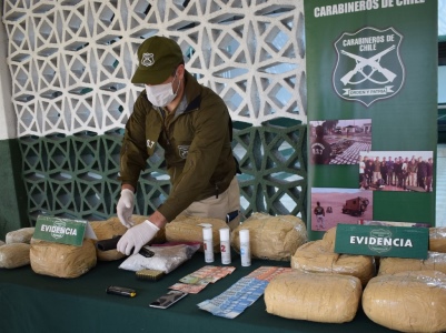 Parte de la droga decomisada. en Baquedano