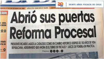Titular de Diario El Día que dio cuenta de una actividad en la comuna de Vicuña, con el inicio del actual sistema penal.