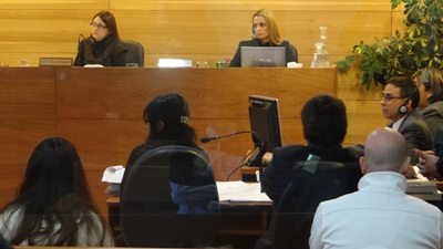 Los acusados, durante el primer día de juicio en Los Andes.