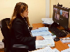 La fiscal Camila Albarracín en la audiencia de formalización por videoconferencia con el tribunal.