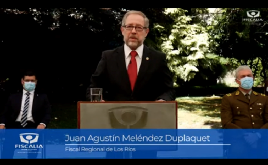 En la foto, el Fiscal Regional de Los Ríos, Juan Agustín Meléndez, durante la transmisión de la cuenta pública