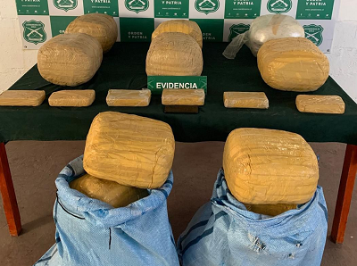 La droga era transportada en sacos.