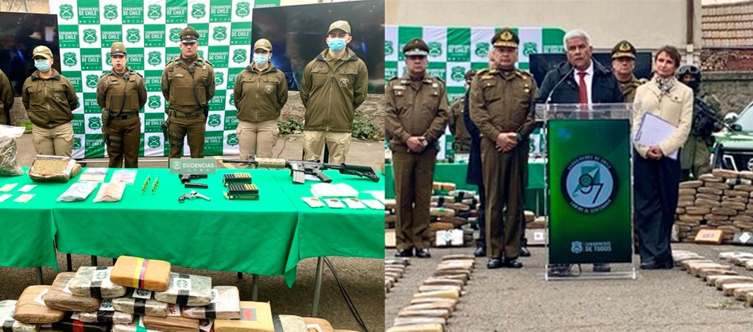 Autoridades del Ministerio Público y OS7 de Carabineros en punto de prensa