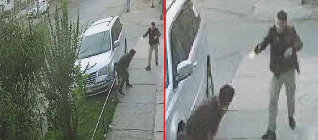 Fotos tomadas de las cámaras de seguridad que muestran el momento del homicidio.