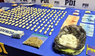 Parte de la droga incautada durante el procedimiento de SACFI de la PDI.