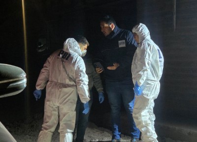 El Fiscal Sebastián Coya, el Equipo ECOH y la PDI trabajaron esta madrugada en el lugar del crimen.