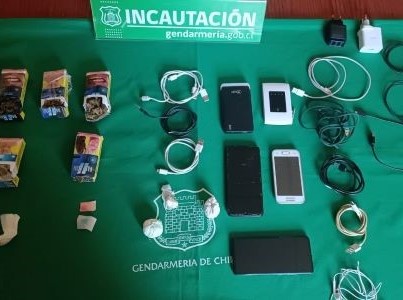 Droga, teléfonos celulares y otros artículos prohibidos fueron encontrados en la pieza del gendarme.