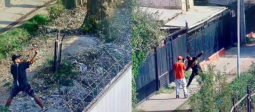 En la imagen se ve a jóvenes efectuando lanzamientos de droga.