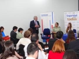 El Fiscal Regional Metropolitano Sur Raúl Guzmán, en la Jornada de Difusión del Protocolo de Femicidio.