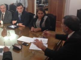 Los Fiscales Regionales Raúl Guzmán, Andrés Montes y Solange Huerta, junto al Subsecretario del Interior, Mahmud Aleuy.