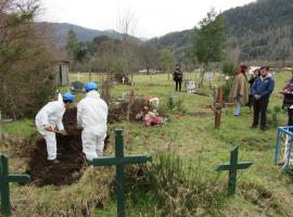 La exhumación se realizó en el cementerio del sector de río Hueico.