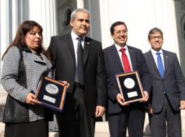 En la imagen Jéssica Flores Espejo, Sabas Chahuán Sarrás, Gabriel Meza Peña y Héctor Mella Farías.