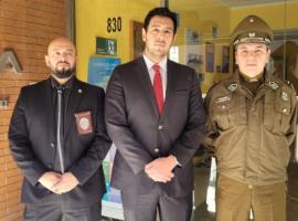 Subprefecto Patricio Arévalo, Fiscal Unidad Sacfi Sebastián Coya y coronel Cristian Monroy.